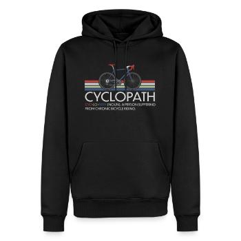CYCLOPATH GRAVEL RADRENNFAHRER RETRO RENNRAD - Männer Premium Bio Hoodie - Schwarz - Vorne - Nico (187cm)