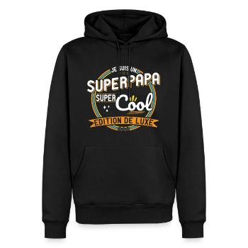 Je suis un Super Papa super cool - Fête des Pères - Sweat à capuche Premium bio Homme - noir - Devant - Nico (187cm)