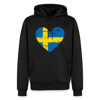 Flaggenherz Schweden Flagge - Männer Premium Bio Hoodie - Schwarz - Vorne - Nico (187cm)