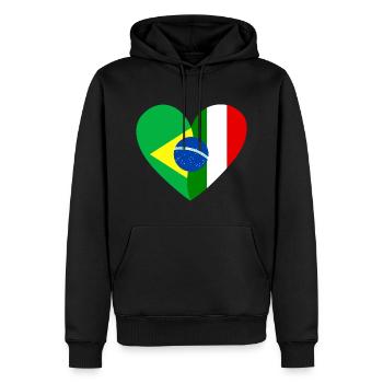 Drapeau Coeur Brasil Italia Drapeau - Sweat à capuche Premium bio Homme - noir - Devant - Nico (187cm)
