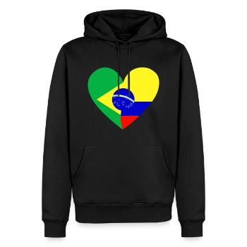 Drapeau Coeur Brésil Colombie Drapeau - Sweat à capuche Premium bio Homme - noir - Devant - Nico (187cm)