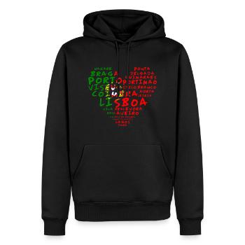 Villes Portugal Drapeau Coeur - Sweat à capuche Premium bio Homme - noir - Devant - Nico (187cm)