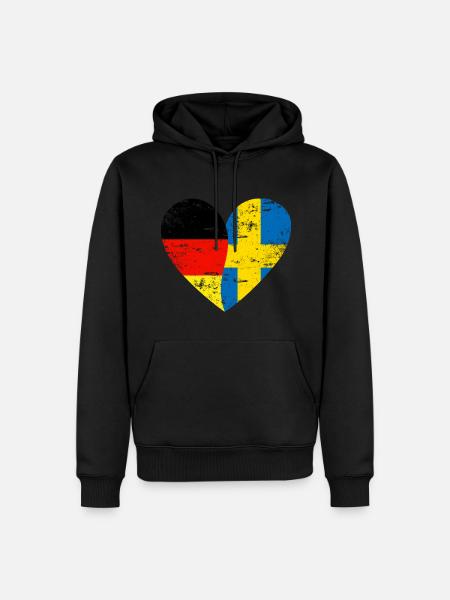 Flag Heart Tyskland Sverige Flag - Herre Premium økologisk hoodie - sort