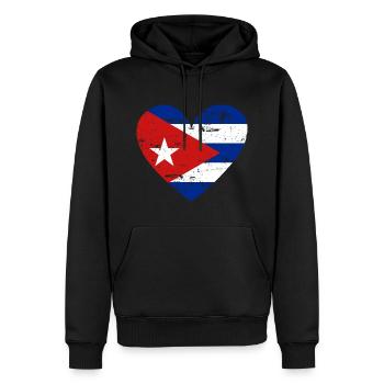 Drapeau Coeur Cuba Drapeau - Sweat à capuche Premium bio Homme - noir - Devant - Nico (187cm)
