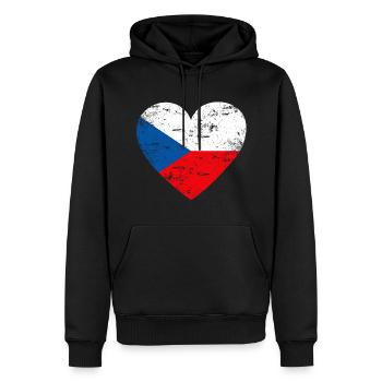 Flaggenherz Tschechien Flagge - Männer Premium Bio Hoodie - Schwarz - Vorne - Nico (187cm)