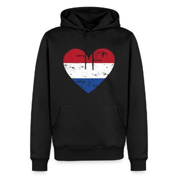 Flaggenherz Niederlande Flagge - Männer Premium Bio Hoodie - Schwarz - Vorne - Nico (187cm)
