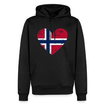 Flaggenherz Norwegen Flagge - Männer Premium Bio Hoodie - Schwarz - Vorne - Nico (187cm)