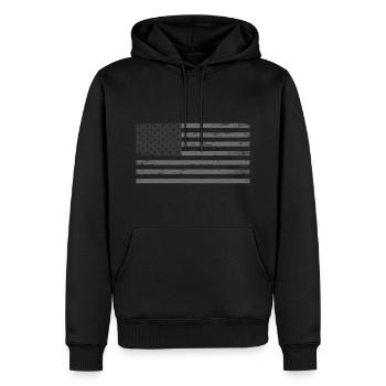 Drapeau des États-Unis Gris - Sweat à capuche Premium bio Homme - noir - Devant - Nico (187cm)