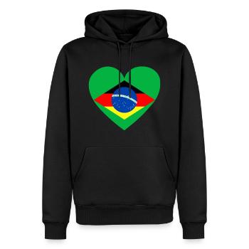 BRASILIEN DEUTSCHLAND Kombination Flaggenherz - Männer Premium Bio Hoodie - Schwarz - Vorne - Nico (187cm)