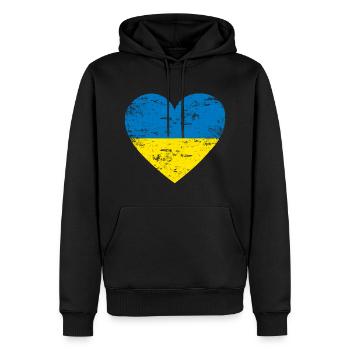 Ukraine Herz Flaggenherz - Männer Premium Bio Hoodie - Schwarz - Vorne - Nico (187cm)