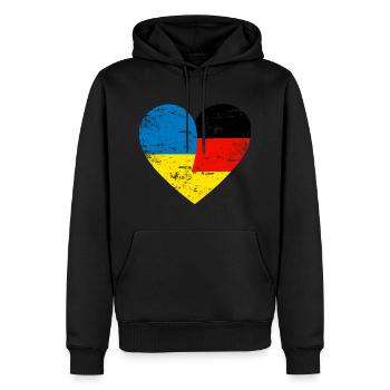 Ukraine Allemagne Flag Heart - Sweat à capuche Premium bio Homme - noir - Devant - Nico (187cm)