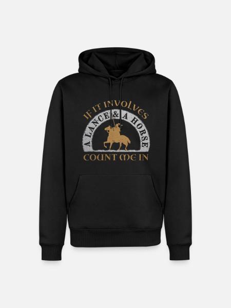 Tjost Lance Stabbing Knight on Horse Middle Ages - Men’s Premium Organic Hoodie - black