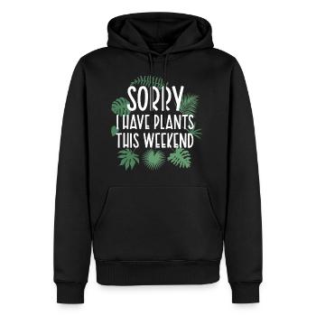 Désolé j’ai des plantes ce week-end Drôle de jeu de mots sur les plantes - Sweat à capuche Premium bio Homme - noir - Devant - Nico (187cm)