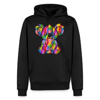 Koala Bunt Vintage Regenbogen Retro - Männer Premium Bio Hoodie - Schwarz - Vorne - Nico (187cm)