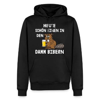 Schön einen in den Damm bibern - Männer Premium Bio Hoodie - Schwarz - Vorne - Nico (187cm)