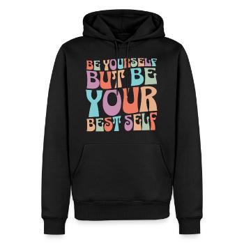 Etre Toi Même Moi Etre Ton Meilleur Toi Phrase - Sweat à capuche Premium bio Homme - noir - Devant - Nico (187cm)