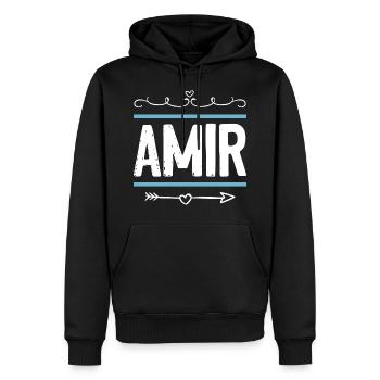 Amir - Sweat à capuche Premium bio Homme - noir - Devant - Nico (187cm)