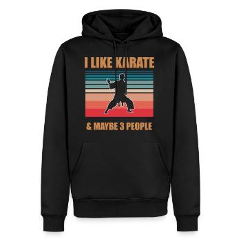 I Like Karate and maybe 3 People - Männer Premium Bio Hoodie - Schwarz - Vorne - Nico (187cm)