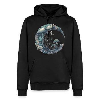 Crescent Moon Esthétique Champignon Cottagecore - Sweat à capuche Premium bio Homme - noir - Devant - Nico (187cm)