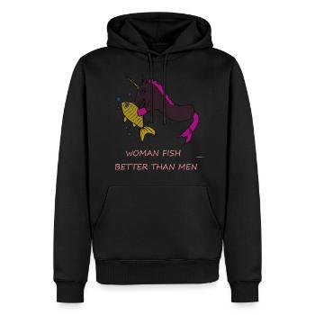 Einhorn Fisch Spruch Lustig - Männer Premium Bio Hoodie - Schwarz - Vorne - Nico (187cm)