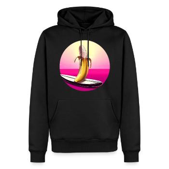 Surfing Banana Sunset - Men’s Premium Organic Hoodie - black - Front - Nico (187cm)