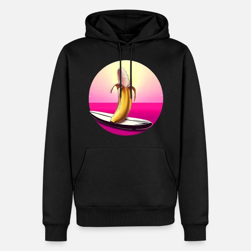Surf Banana Sunset - Sweat à capuche Premium bio Homme - noir