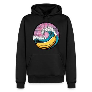 Surfing Banana Sunset - Men’s Premium Organic Hoodie - black - Front - Nico (187cm)