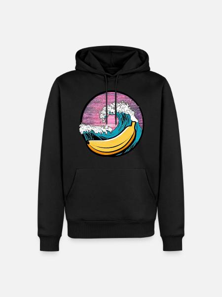 Surfing Banana Sunset - Men’s Premium Organic Hoodie - black