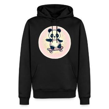 Skateboard panda in sunset - Men’s Premium Organic Hoodie - black - Front - Nico (187cm)