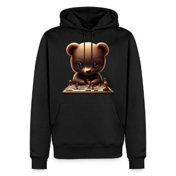 Bear playing chess - Men’s Premium Organic Hoodie - black - Front - Nico (187cm)