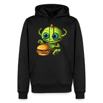 Alien à quatre pattes: amateur de restauration rapide - Sweat à capuche Premium bio Homme - noir - Devant - Nico (187cm)
