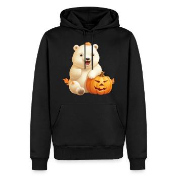 Ours polaire d’Halloween avec citrouille - Sweat à capuche Premium bio Homme - noir - Devant - Nico (187cm)