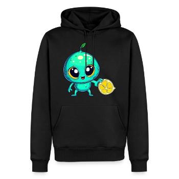 Alien Fruchtzauber: Süße Limone aus dem All - Männer Premium Bio Hoodie - Schwarz - Vorne - Nico (187cm)