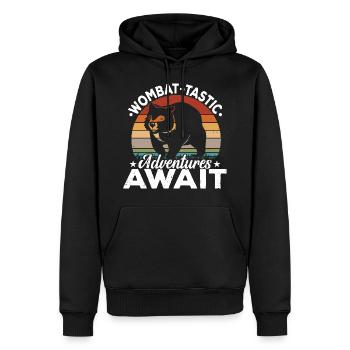Wombat-tastic Adventures Wombat Australian Animals - Männer Premium Bio Hoodie - Schwarz - Vorne - Nico (187cm)