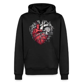 Heart Machine Mechanic Craftsman Profession - Men’s Premium Organic Hoodie - black - Front - Nico (187cm)