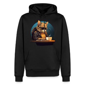 Cool Cat CEO - Patron détendu au bureau avec - Sweat à capuche Premium bio Homme - noir - Devant - Nico (187cm)