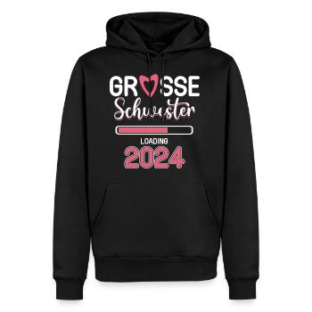 Grande soeur 2024 - Sweat à capuche Premium bio Homme - noir - Devant - Nico (187cm)