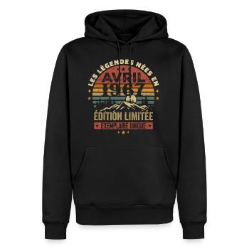 Les Légendes Sont Nées En Avril 1967 Cadeau 1967 - Sweat à capuche Premium bio Homme - noir - Devant - Nico (187cm)