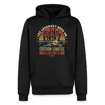 Les Légendes Sont Nées En Avril 1997 Cadeau 1997 - Sweat à capuche Premium bio Homme - noir - Devant - Nico (187cm)