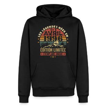 Les Légendes Sont Nées En Avril 1996 Cadeau 1996 - Sweat à capuche Premium bio Homme - noir - Devant - Nico (187cm)