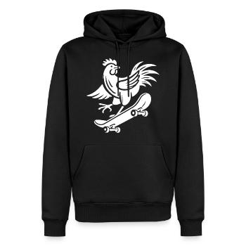 Poulet Coq Poule Patineuse Silhouette Minimaliste - Sweat à capuche Premium bio Homme - noir - Devant - Nico (187cm)