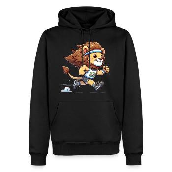 Cute Marathon Runner Lion - Männer Premium Bio Hoodie - Schwarz - Vorne - Nico (187cm)