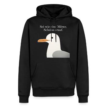 Möwe Spruch Lustig Sei wie eine Möwe Humor - Männer Premium Bio Hoodie - Schwarz - Vorne - Nico (187cm)
