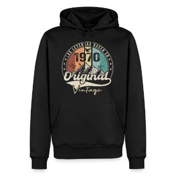 Rétro 1970 Cadeau Anniversaire 1970 Vintage 1970 - Sweat à capuche Premium bio Homme - noir - Devant - Nico (187cm)