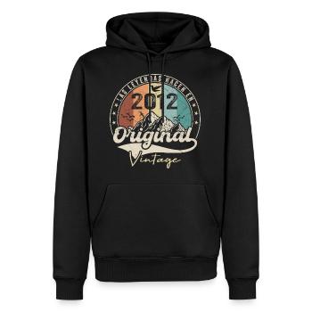 Rétro 2012 Cadeau Anniversaire 2012 Vintage 2012 - Sweat à capuche Premium bio Homme - noir - Devant - Nico (187cm)