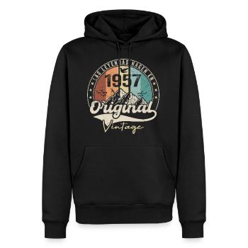 Retro 1957 Geburtstagsgeschenk 1957 Jahrgang 1957 - Männer Premium Bio Hoodie - Schwarz - Vorne - Nico (187cm)