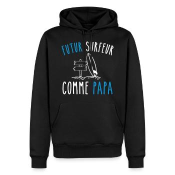 futur surfeur comme papa - Sweat à capuche Premium bio Homme - noir - Devant - Nico (187cm)