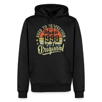 Geschenk März 1998 Geboren im März 1998 Retro März 1998 - Männer Premium Bio Hoodie - Schwarz - Vorne - Nico (187cm)