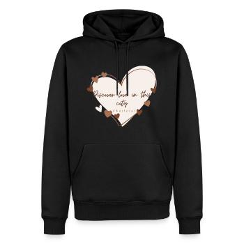 Entdecken Sie die Liebe in dieser Stadt - Männer Premium Bio Hoodie - Schwarz - Vorne - Nico (187cm)