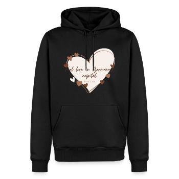 J’aime avec le cœur Berlin - Sweat à capuche Premium bio Homme - noir - Devant - Nico (187cm)
